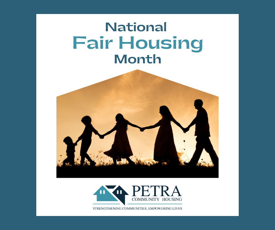 national fair housing month, showing the outlines of a family within a house
